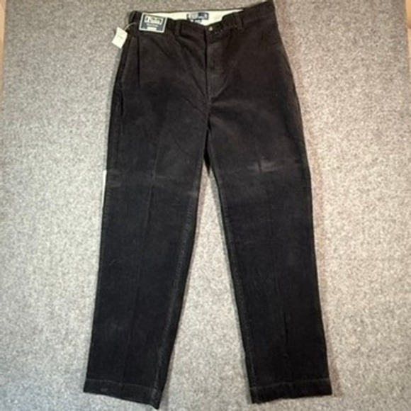Polo Ralph Lauren Other - VTG Y2K Polo‎ Ralph Lauren Philip Pant Mens 35x32 Black Corduroy Classic Fit NWT